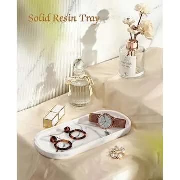 Emibele Oval Vanity Tray, 10" Bathroom Countertop Organizer Tray, Kitchen Sink Sponge Holder Soap Di...