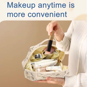 Bluboon Corduroy Floral Cosmetic Bag for Women and Girls