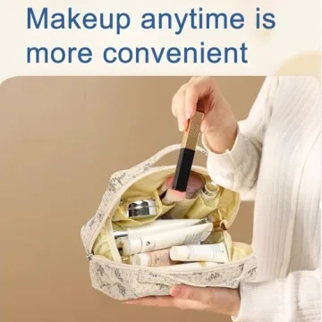 Bluboon Corduroy Floral Cosmetic Bag for Women and Girls