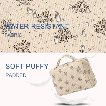 Bluboon Corduroy Floral Cosmetic Bag for Women and Girls