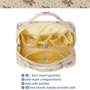 Bluboon Corduroy Floral Cosmetic Bag for Women and Girls