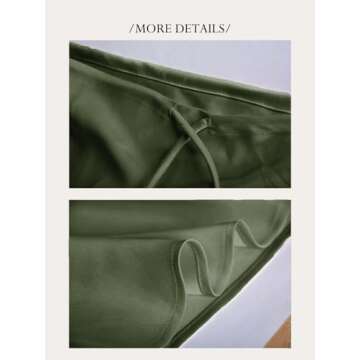 Skrtimory Womens Satin Silk Maxi Skirts Drawstring Flared Casual A-Line Long Skirt for Women Army Green