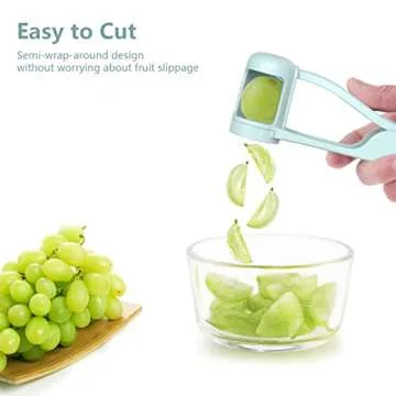 Luvan Grape Cutter for Toddlers, Grape Slicer for Baby, Grape Tomato Cherry Strawberry Cutter Tools Into 4 Pieces for Vegetable Fruit Salad, Stainless Steel Quarter Grape Slicer Kitchen Gadget