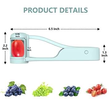 Luvan Grape Cutter for Toddlers, Grape Slicer for Baby, Grape Tomato Cherry Strawberry Cutter Tools Into 4 Pieces for Vegetable Fruit Salad, Stainless Steel Quarter Grape Slicer Kitchen Gadget
