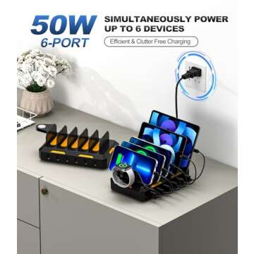 Charging Station for Multiple Devices, Honcila 6 in 1 Multi Charger Station Charging Dock for Cellph...