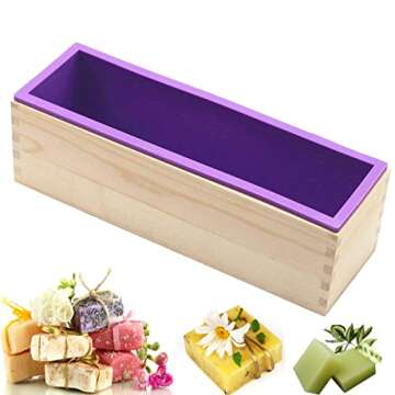 DD-life Flexible Rectangular Soap Silicone Loaf Mold Wood Box for 42oz Soap Making Supplies ¡­