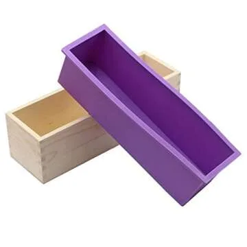 DD-life Flexible Rectangular Soap Silicone Loaf Mold Wood Box for 42oz Soap Making Supplies ¡­