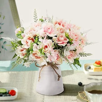 LESING Artificial Flowers with Vase for Home Table Decoration