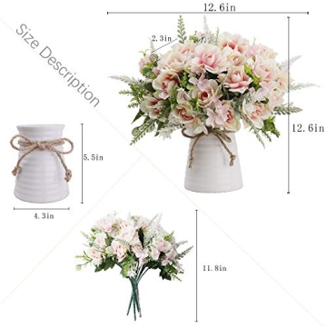 LESING Artificial Flowers with Vase for Home Table Decoration