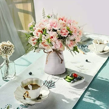 LESING Artificial Flowers with Vase for Home Table Decoration