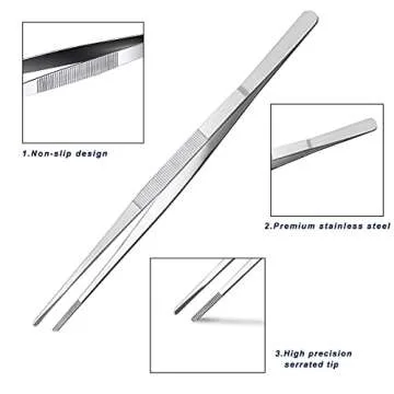Stainless Steel 12 Inch Long Kitchen Tweezer Tongs
