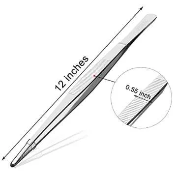 Stainless Steel 12 Inch Long Kitchen Tweezer Tongs