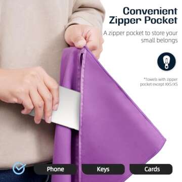 BAGAIL Camping Towel with EVA Case, Compact & Ultra Soft Microfiber Travel Towel - Super Absorbent & Lightweight Quick Dry Towels for Sports, Beach, Gym, Backpacking, Hiking and Yoga - Purple, XL