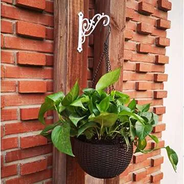 YOYOSO Sunshine Iron Hanging Planter Bracket, 2 Pcs 6-Inch Wall Hooks for Hanging Birds Feeders, Latern, Wind Chimes, Coat, Decorative Indoor Outdoor (Screws Included, White)
