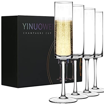 Elegant Hand Blown Wedding Champagne Flutes 4pack