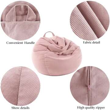 LPMOERA Stuffed Animal Storage Bean Bag Chair Cover (No Filler) for Kids and Adults.Pets Dogs/Cats L...