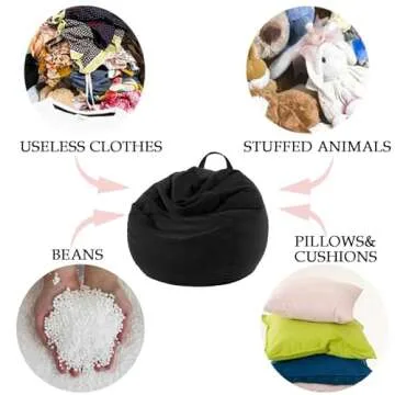 LPMOERA Stuffed Animal Storage Bean Bag Chair Cover (No Filler) for Kids and Adults.Pets Dogs/Cats Lazy Beds.Soft Premium Corduroy Stuffable Bean Bag for Organizing Children Plush Toys or Memory Foam