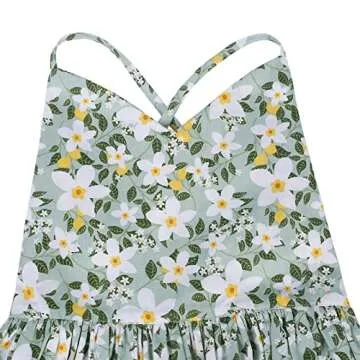 KISSOURBABY Girls Summer Floral Dress Sleeveless Princess Party Casual Holiday Dress Beach Sundress(Green Floral 140)