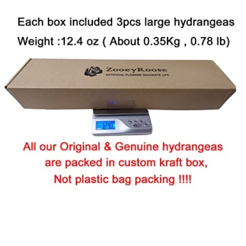 ZooeyRoose Real Touch White Hydrangeas - 3 Pcs 21 inch