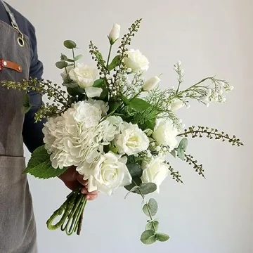 ZooeyRoose Real Touch White Hydrangeas - 3 Pcs 21 inch