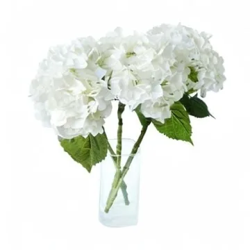 ZooeyRoose Real Touch White Hydrangeas - 3 Pcs 21 inch