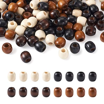 Craftdady 200Pcs Vibrant Wooden Beads for Hair and Crafts