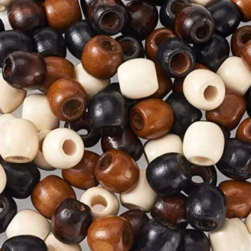 Craftdady 200Pcs Vibrant Wooden Beads for Hair and Crafts