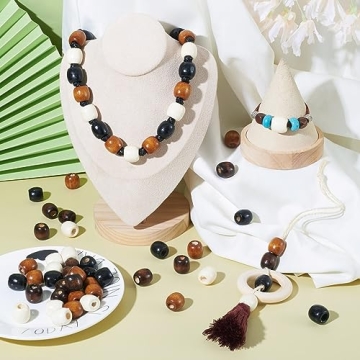 Craftdady 200Pcs Vibrant Wooden Beads for Hair and Crafts