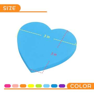 SIMONA Heart Shape Sticky Notes 8 Color Bright Colorful Sticky Pad 75 Sheets/Pad Self-Sticky Note Pads