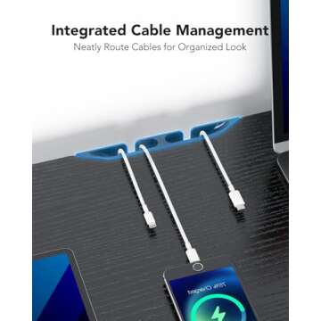 HUANUO Large Dual Monitor Stand with Drawer, Wood Monitor Stand Riser for 2 Monitors with Storage & Cable Management, Desktop Organizer for Computer, Laptop, Printer