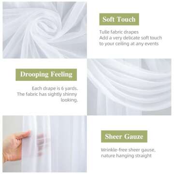 Wedding Arch Draping Fabric, 1 Panel 28" x 19Ft White Wedding Arch Drapes Sheer Backdrop Curtain for...