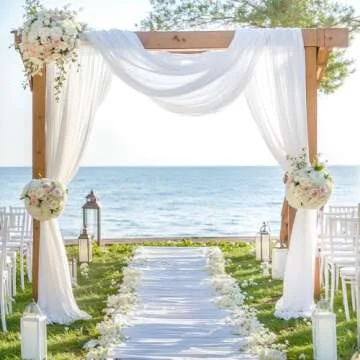 Wedding Arch Draping Fabric, 1 Panel 28" x 19Ft White Wedding Arch Drapes Sheer Backdrop Curtain for Wedding Ceremony Party Ceiling Decor
