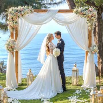 Wedding Arch Draping Fabric, 1 Panel 28" x 19Ft White Wedding Arch Drapes Sheer Backdrop Curtain for Wedding Ceremony Party Ceiling Decor