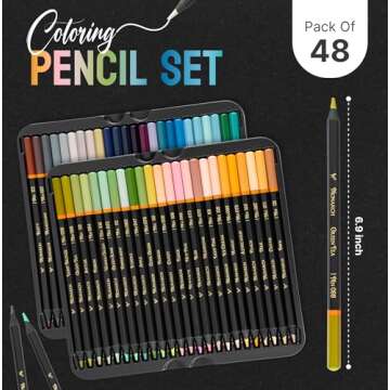 Black Widow Monarch Colored Pencils For Adult Coloring - 48 Coloring Pencils With Smooth Pigments - Best Color Pencil Set For Adult Coloring Books And Drawing.