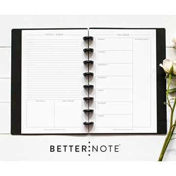 BetterNote This Week Refill Pages for Discbound Notebooks, Fits Happy Planner, Levenger Circa, Staples Arc, TUL, Talia (Classic- 6 months, 8-Disc, 5.5"x8.5")