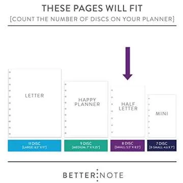 BetterNote This Week Refill Pages for Discbound Notebooks, Fits Happy Planner, Levenger Circa, Staples Arc, TUL, Talia (Classic- 6 months, 8-Disc, 5.5"x8.5")