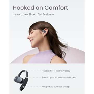 SHOKZ OpenFit Air - Open-Ear Headphones, True Wireless Earbuds, Water Resistant, Secure Earhooks for Daily Use, Black