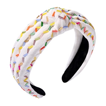 Knotted Headbands Rainbow Sprinkle Knotted Headband Birthday Hairbands Statement Velvet Wide Turban ...