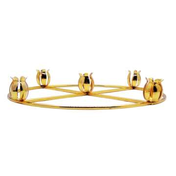 Brass Advent Wreath with 5 Candle Holders, Religious Holiday Decor, 11 Inches
