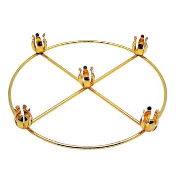 Brass Advent Wreath with 5 Candle Holders, Religious Holiday Decor, 11 Inches