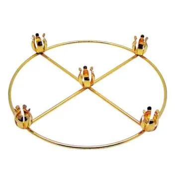 Brass Advent Wreath with 5 Candle Holders, Religious Holiday Decor, 11 Inches