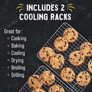 Checkered Chef Cooling Rack for Cooking and Baking - 11 ¾" x 17 Set of 2 Stainless Steel, Oven Safe Grid Wire Cookie Cooling Racks