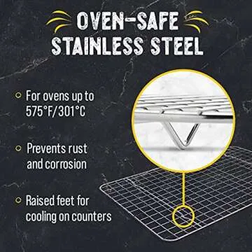Checkered Chef Cooling Rack for Cooking and Baking - 11 ¾" x 17 Set of 2 Stainless Steel, Oven Safe Grid Wire Cookie Cooling Racks