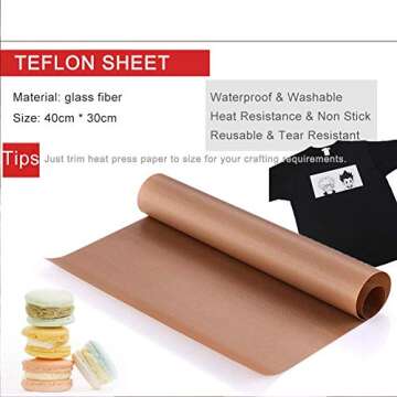 3 Pack Non Stick Teflon Sheets for Heat Transfer Crafting