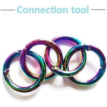 YukaBa 10 Pack Rainbow Spring O Ring, 1.2 Inch Metal Buckle Carabiner Clips Keychain