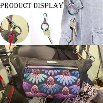 YukaBa 10 Pack Rainbow Spring O Ring, 1.2 Inch Metal Buckle Carabiner Clips Keychain