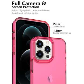 ArtsEvo Shockproof Clear Design for iPhone 13 Pro Case, Certified 6.6ft Drop Protection, Raised Edges Protect Camera and Screen, Hotpink
