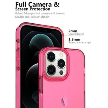 ArtsEvo Shockproof Clear Design for iPhone 13 Pro Case, Certified 6.6ft Drop Protection, Raised Edges Protect Camera and Screen, Hotpink