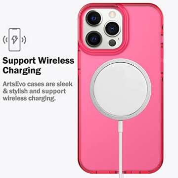 ArtsEvo Shockproof Clear Design for iPhone 13 Pro Case, Certified 6.6ft Drop Protection, Raised Edges Protect Camera and Screen, Hotpink