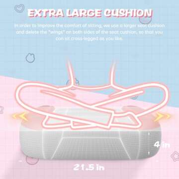 PZDO Pink Gaming Chair, High Back Kawaii Gaming Chair with Footrest & Bunny Ear and Wide Soft Cushion, Gamer Chair Computer Chair for Adults Girls Women, Reclining Chair, Gift, Pink-White
